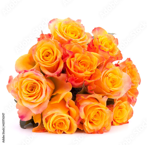Yellow rose flower bouquet isolated on white background cutout