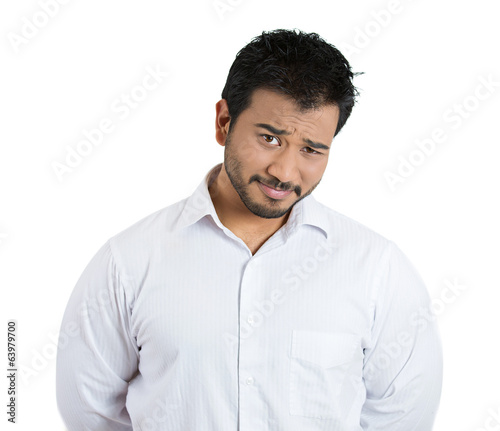 Φωτογραφία The skeptic. Cautious young business man questioning