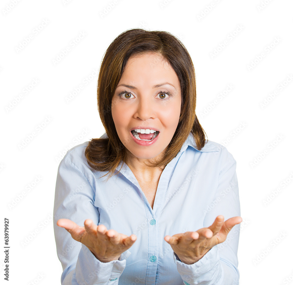 Happy surprise. Woman in disbelief, unexpected life event Happy surprise. Woman in disbelief, unexpected life event