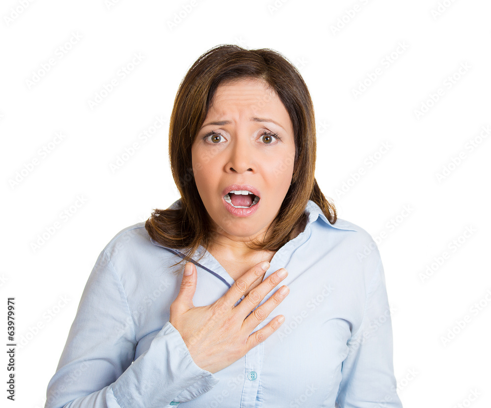 Terrified Woman With Shocked Face Expression On White Stock Photo Terrified Woman With Shocked Face Expression On White Stock Photo
