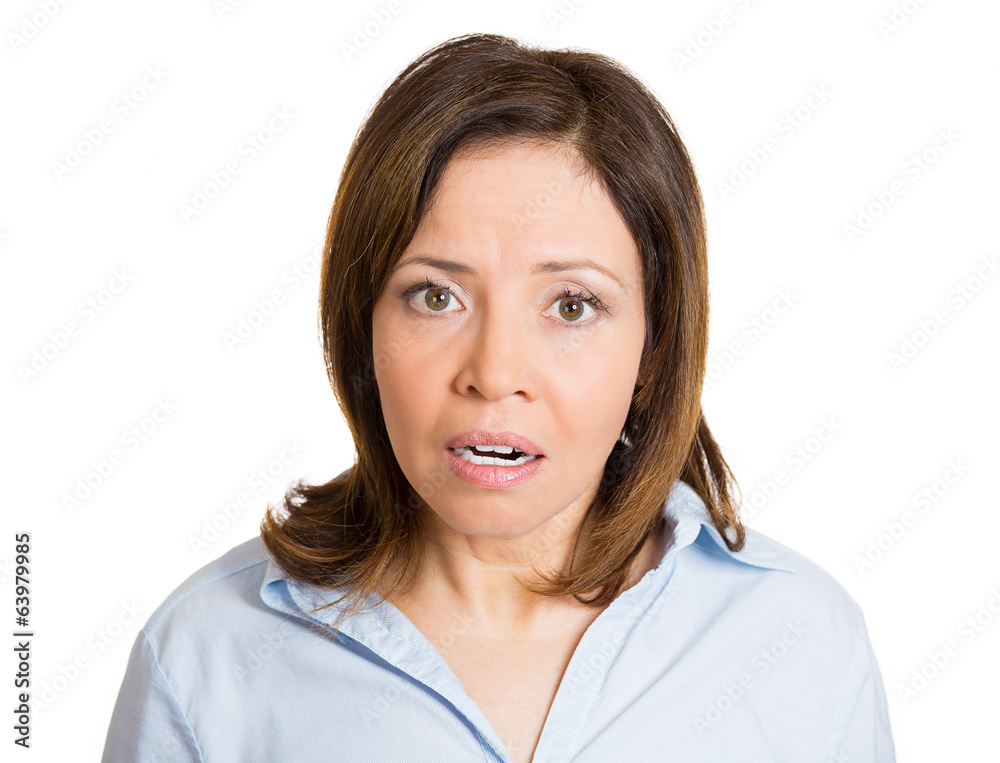 Disbelief. Shocked middle-aged woman looking at you Disbelief. Shocked middle-aged woman looking at you