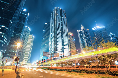 Canvas Print modern city of shanghai at night