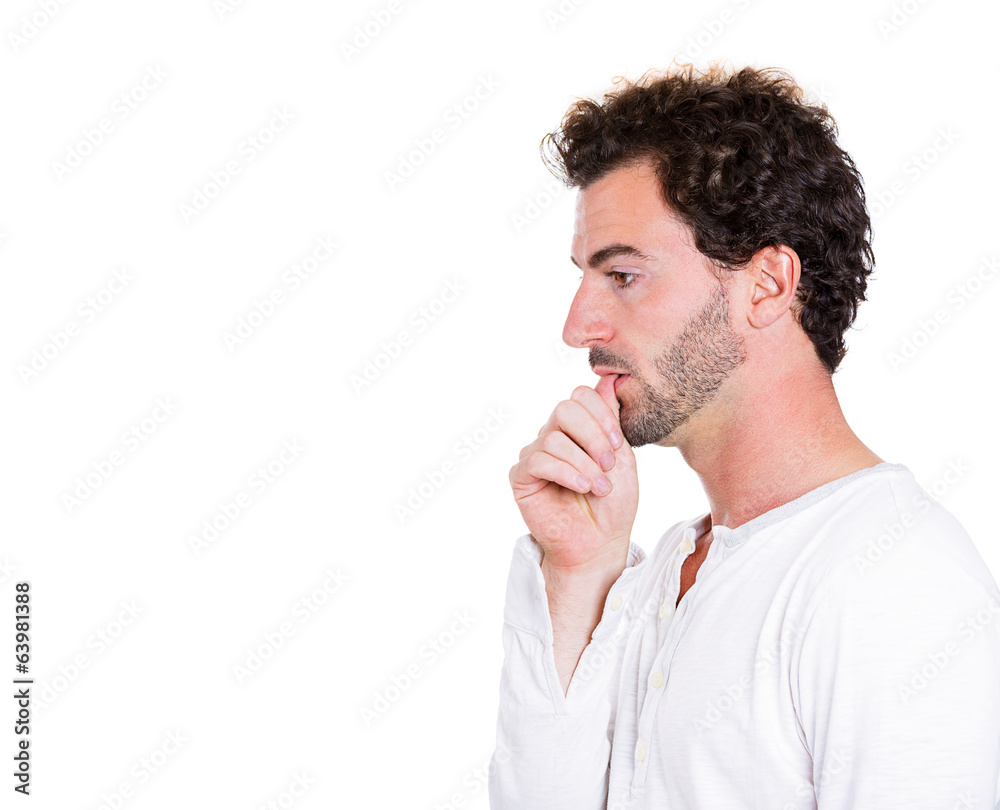 Thumb sucking. Confused, clueless man Thumb sucking. Confused, clueless man