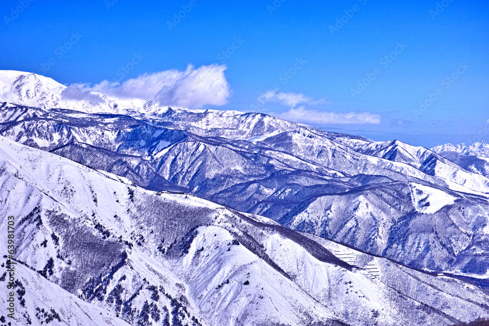冬の白馬村の山並み
