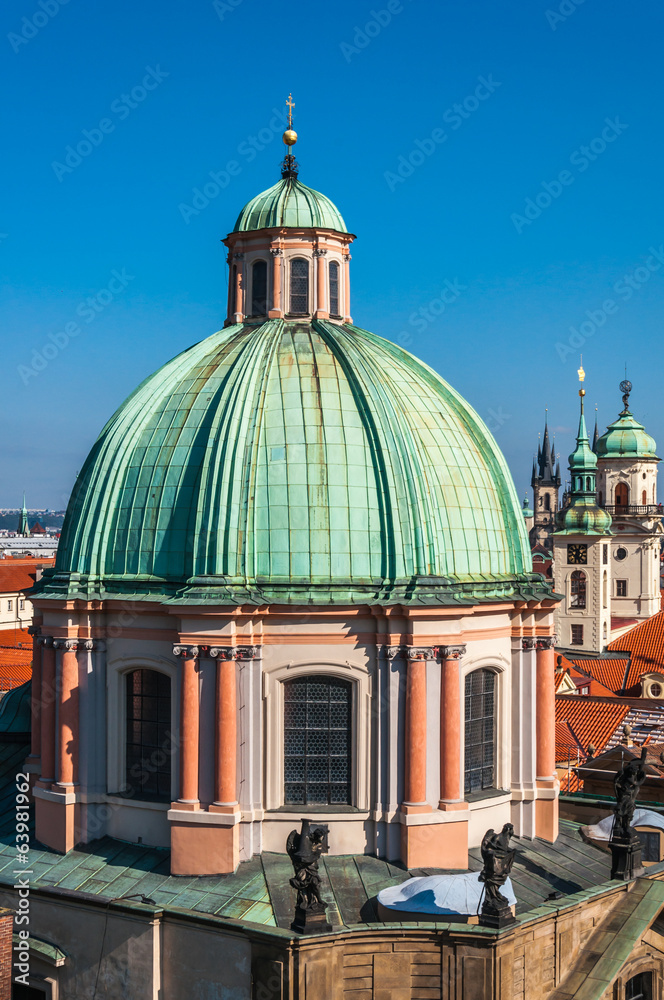 Fototapeta premium PRAGUE - OCT 01: Close up at dome of Salvator Church, Prague, Cz