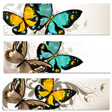 Business cards set with butterflies for design