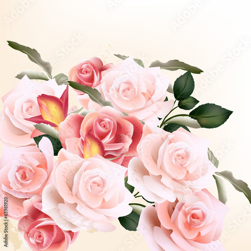 Beautiful vector background with  roses