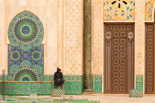 Casablanca, Morocco: Ornate exterior brass door of Hassan II Mos photo