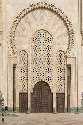 Casablanca, Morocco: Ornate exterior brass door of Hassan II Mos