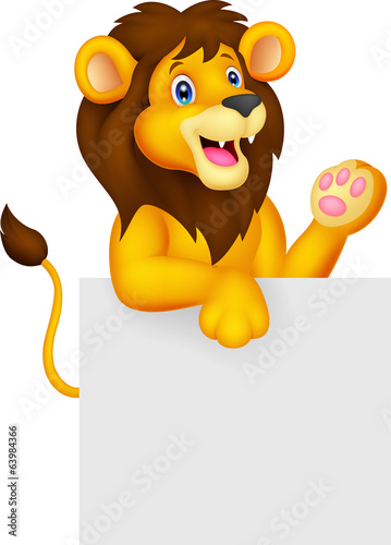 Lion cartoon with blank sign