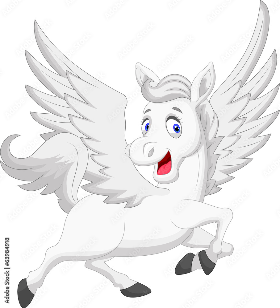 Fototapeta premium White unicorn horse cartoon