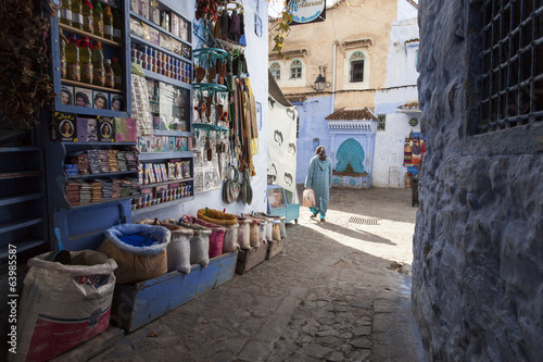 CHEFCHAOUEN  MOROCCO  NOVEMBER 20  woman walking on street of th