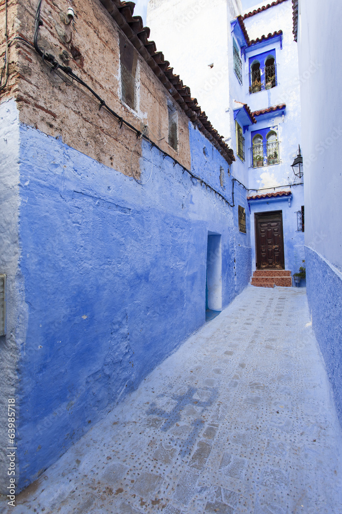 Street in medina of blue town Chefchaouen, Morocco Street in medina of blue town Chefchaouen, Morocco