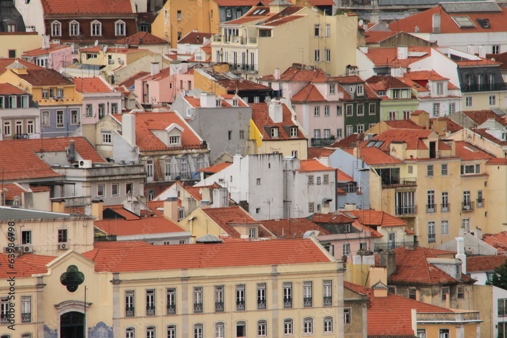 Panoramic downtown Lisbon (Portugal) from Sao Jorge Castle