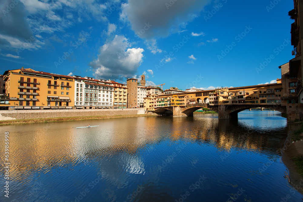 Florence, ITALY, SEPTEMBER 19: Ponte Vecchio over Arno River in