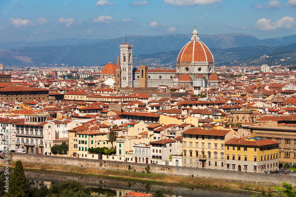 Florence, ITALY, SEPTEMBER 20: rooftop view of Basilica di Santa