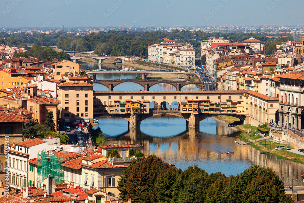 Florence, ITALY, SEPTEMBER 20: rooftop view of Basilica di Santa