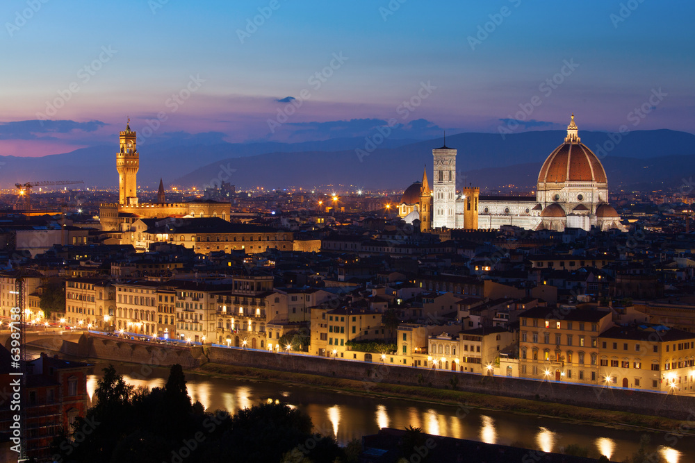 Florence cityscape with Duomo Santa Maria Del Fiore and Piazza D