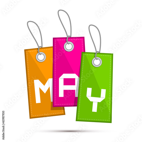 May Colorful Discount Sale Paper Label, Tag With Strings