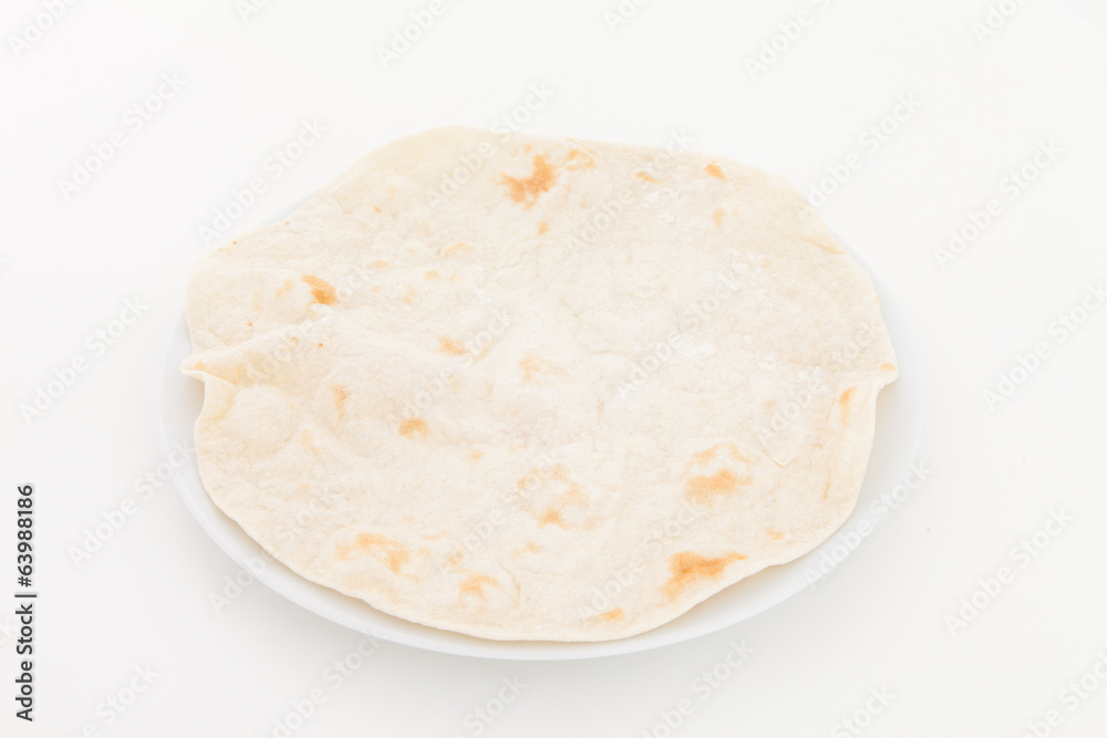 Single flat bread pita isolated on white background Single flat bread pita isolated on white background