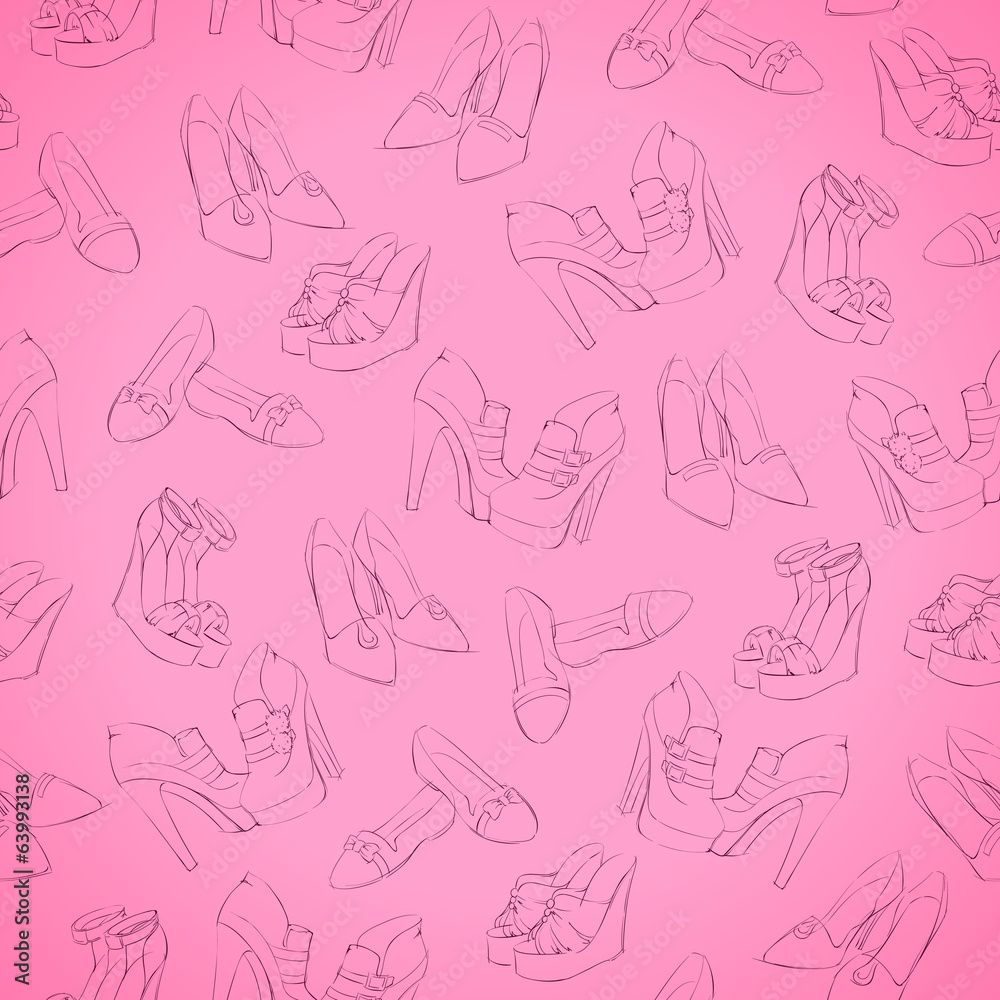 Seamless woman's modern shoes sketch pattern Seamless woman's modern shoes sketch pattern