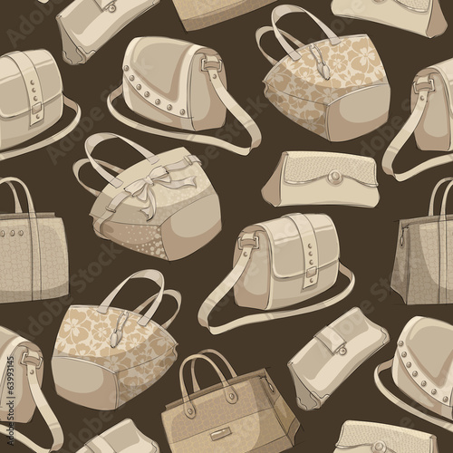 Seamless woman's stylish bags retro pattern
