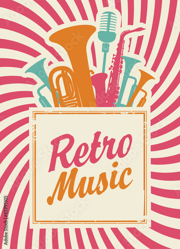 banner with the inscription retro music,