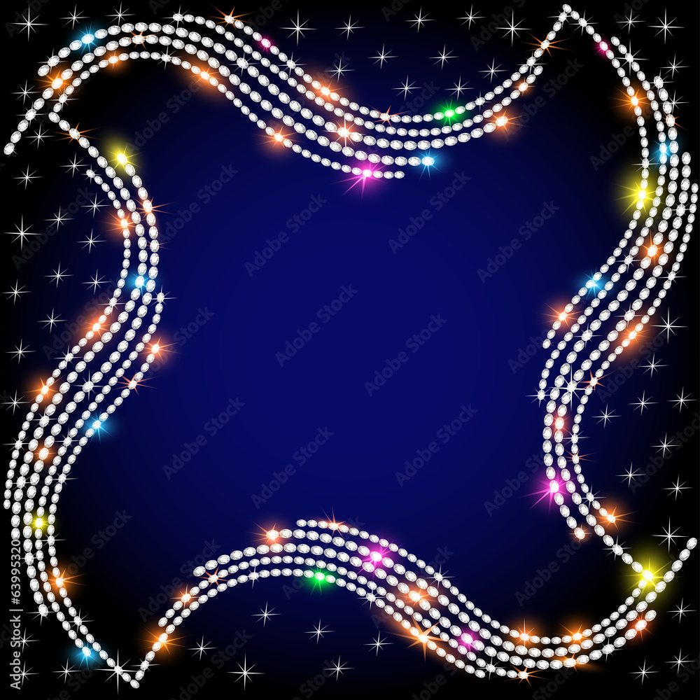 of the background frame with a wave of sparkling jewels