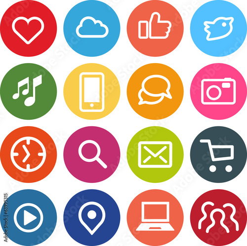 Flat Design Icons Internet+Social Media