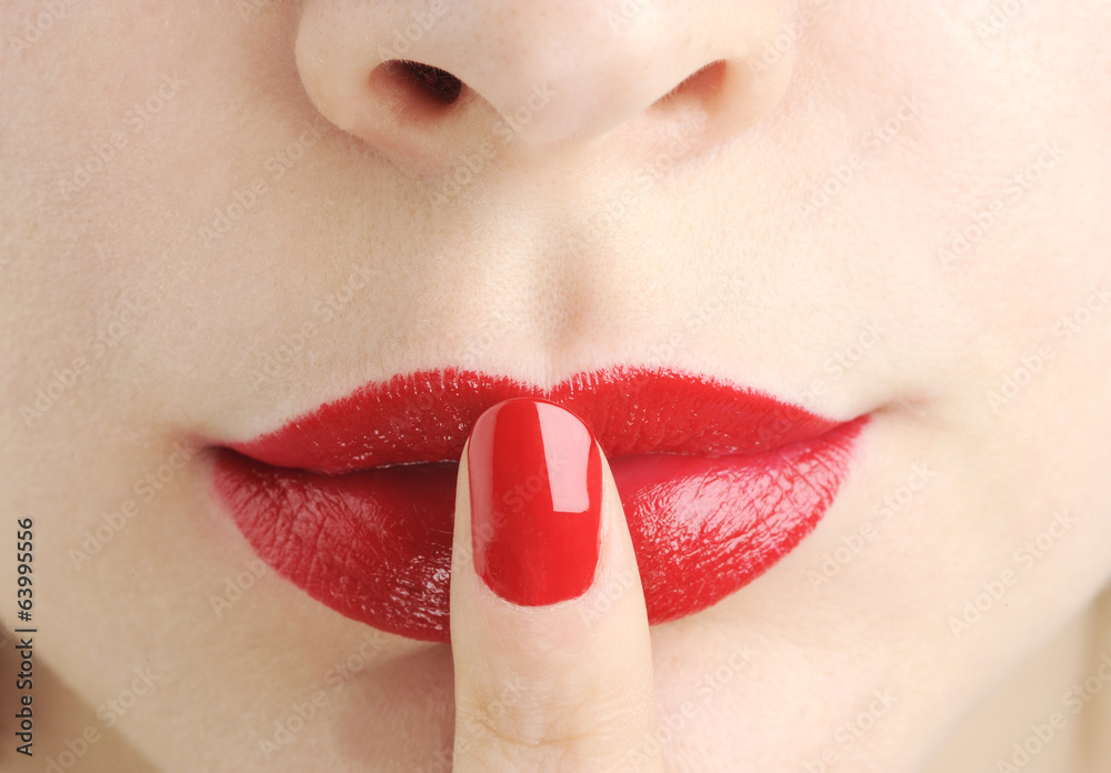 Naklejka premium red lips with nail do silence