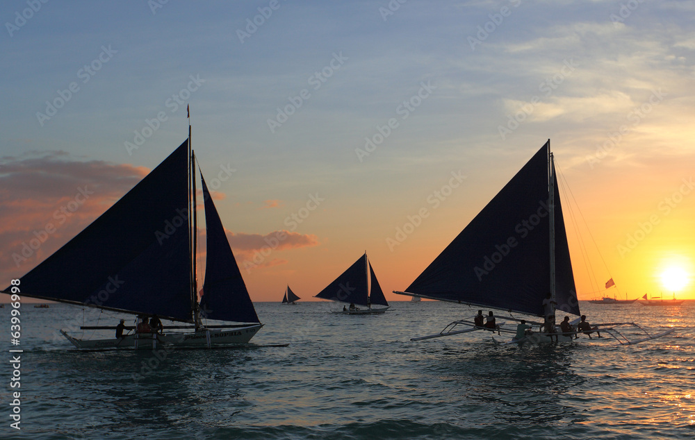 Fototapeta premium Bangkas in Boracay, Philippines