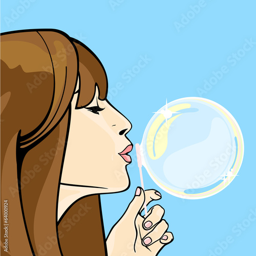 Girl blowing soap bubbles