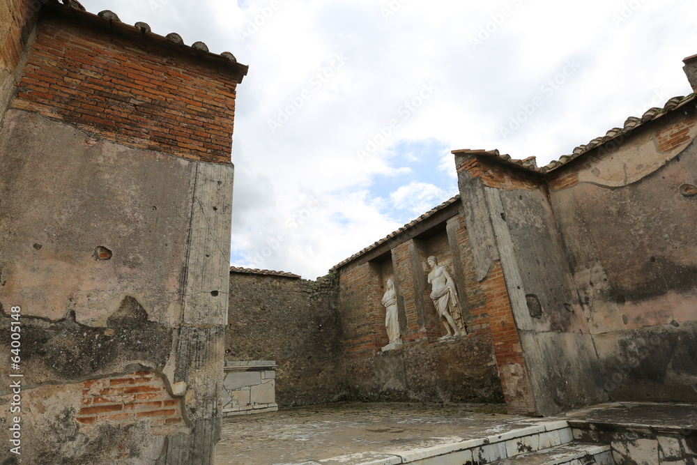 The ancient Roman city Pompei near Naples, buried under a layer 