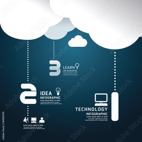 Infographic technology cloud paper cut style  template concept.