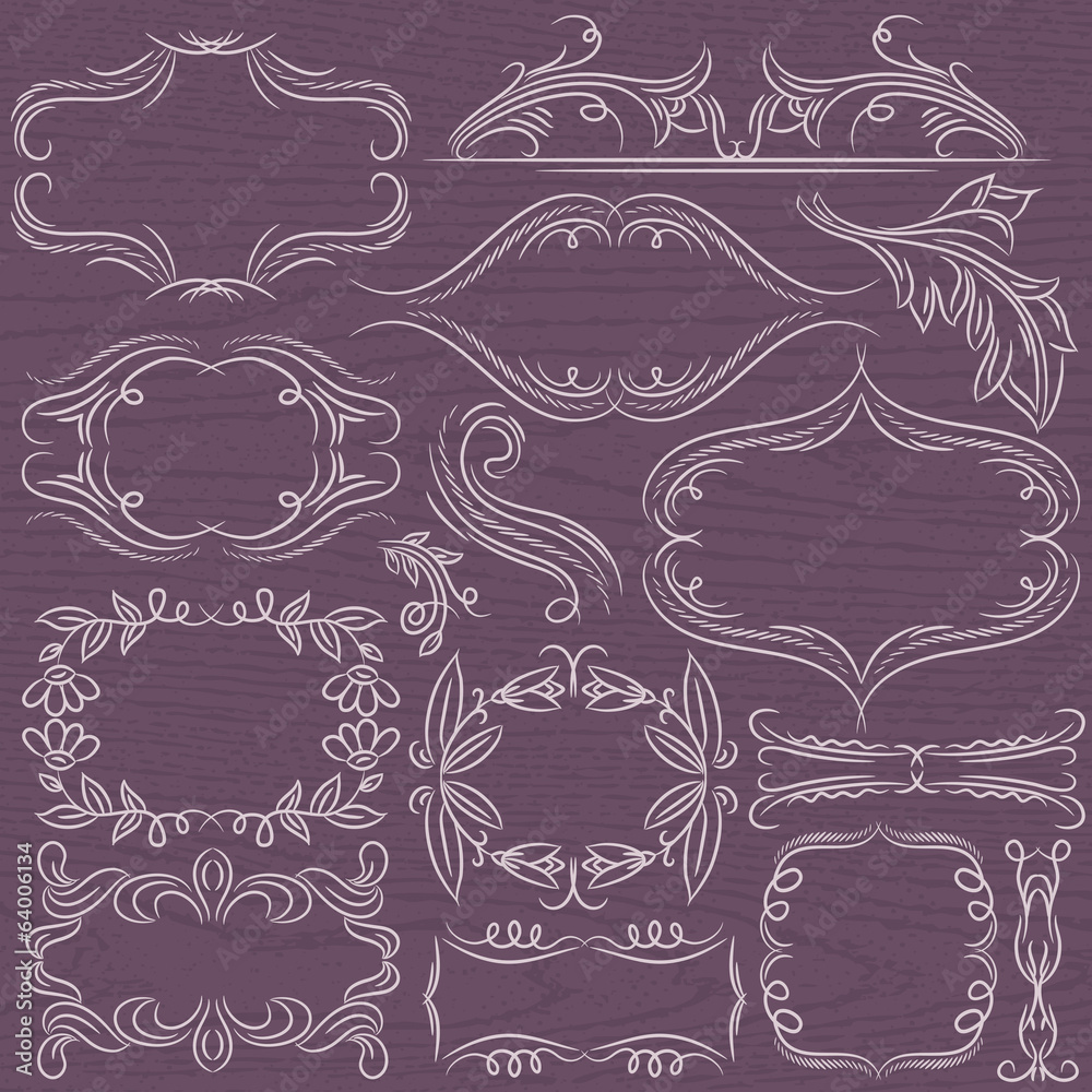 floral decorative borders, ornamental rules, dividers, vector