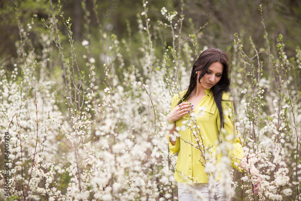Girl in flowers of cherry Girl in flowers of cherry