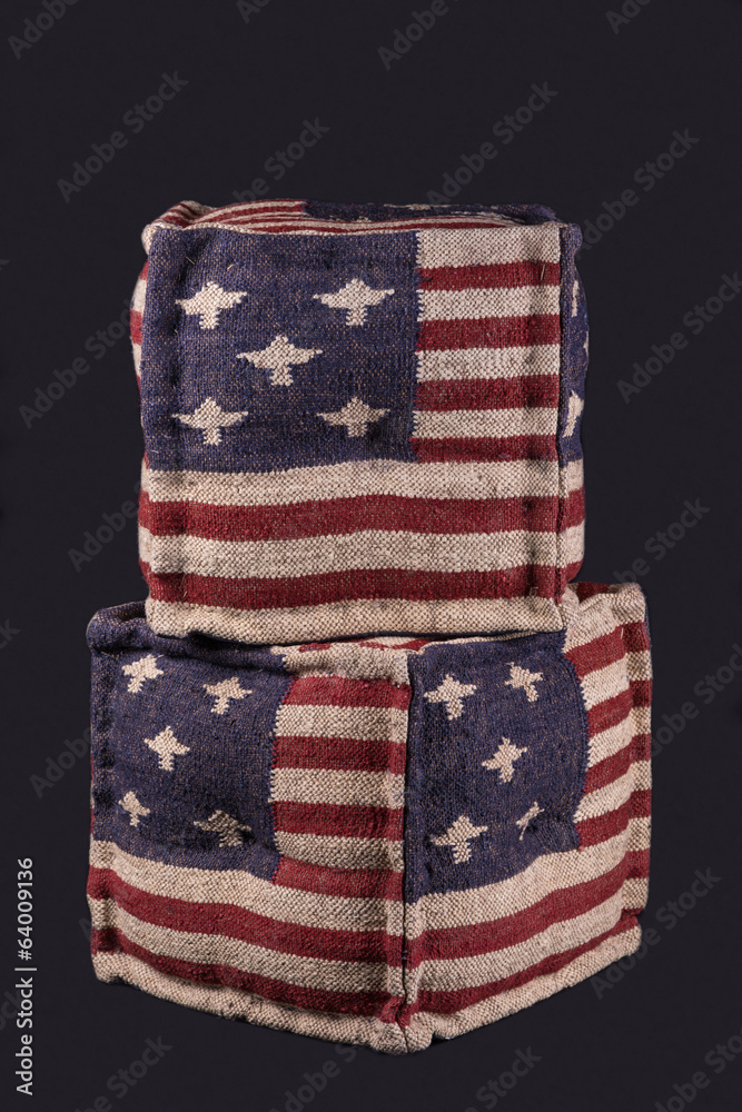 Two ottomans with American flag Two ottomans with American flag