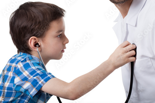 Little boy on visit with doctor