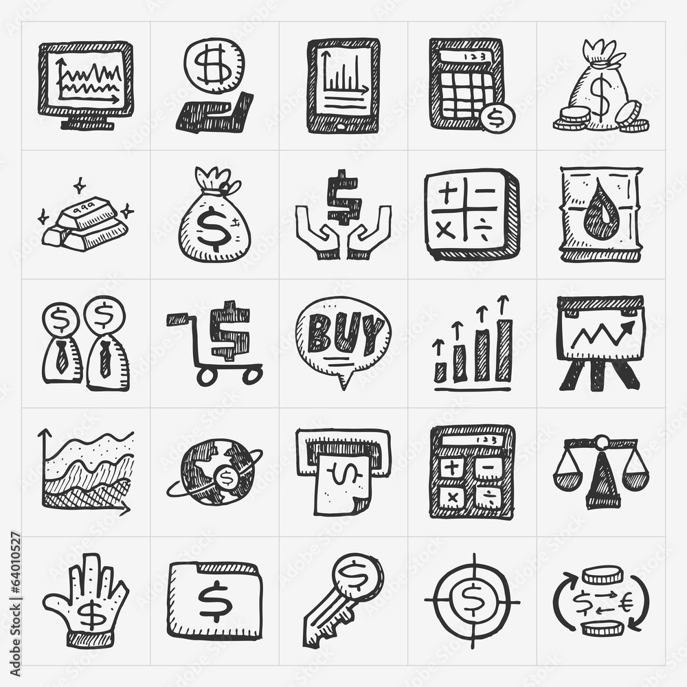 doodle financial icons doodle financial icons