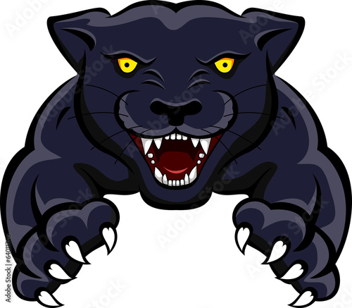 Wild panther attacking