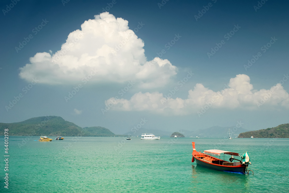 Travel-boat on Andaman sea Travel-boat on Andaman sea