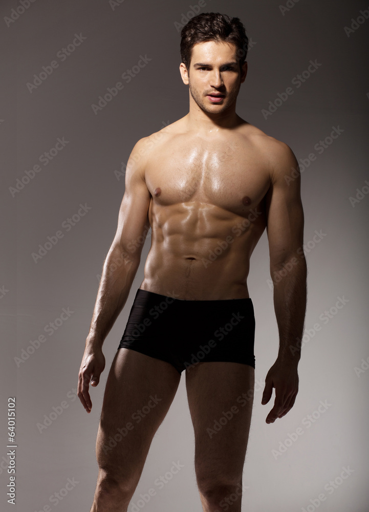 Brunette man with fit body Brunette man with fit body