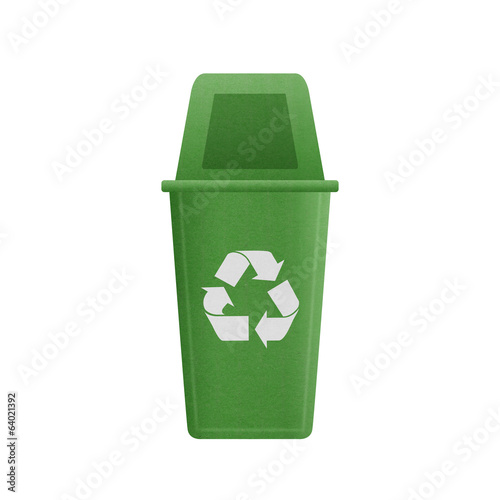 paper cut of green recycle bin is can recycling to garbage for e