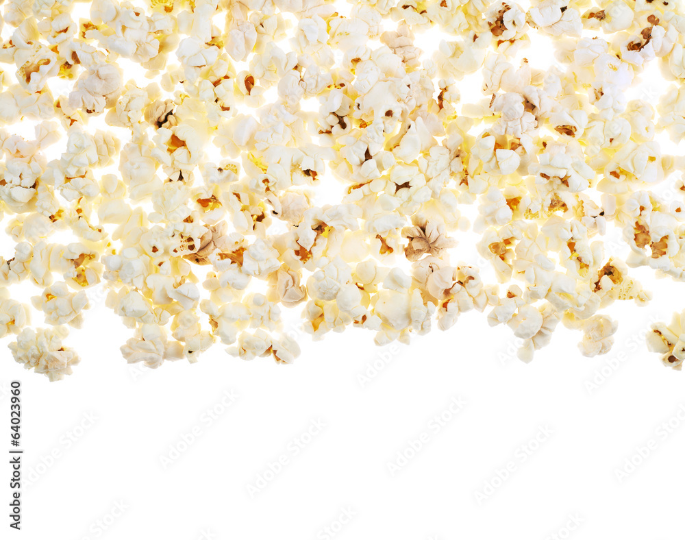 White surface covered with the popcorn
