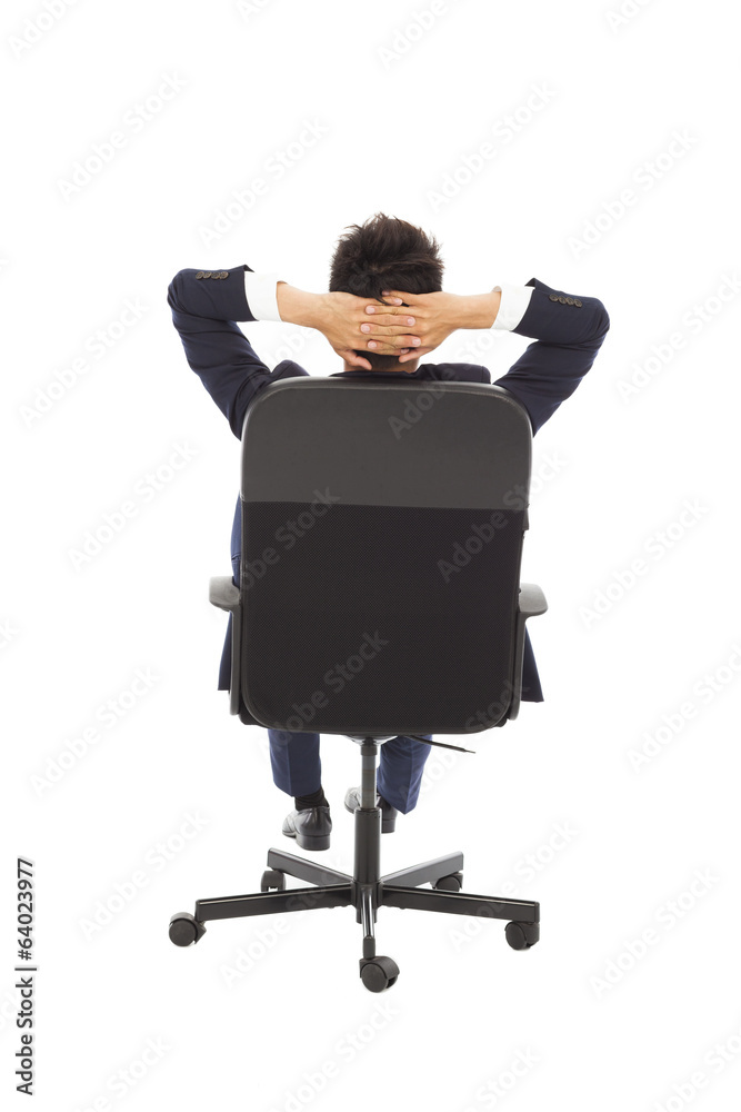 relaxing successful businessman leaning back relaxing successful businessman leaning back