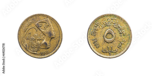 Coin five Millieme. Egypt photo