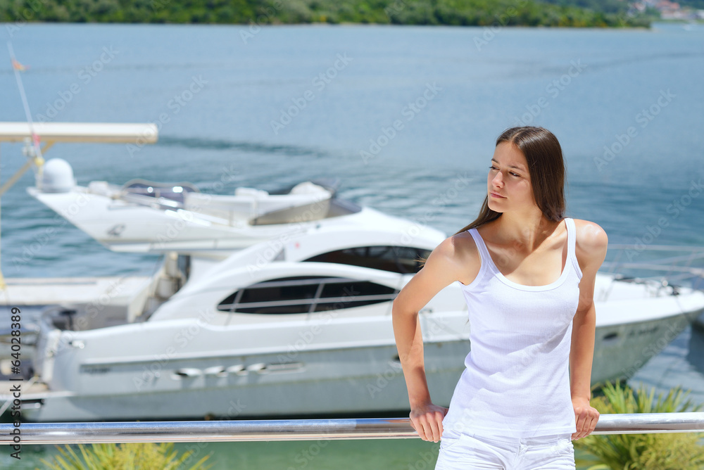 woman on luxury yacht