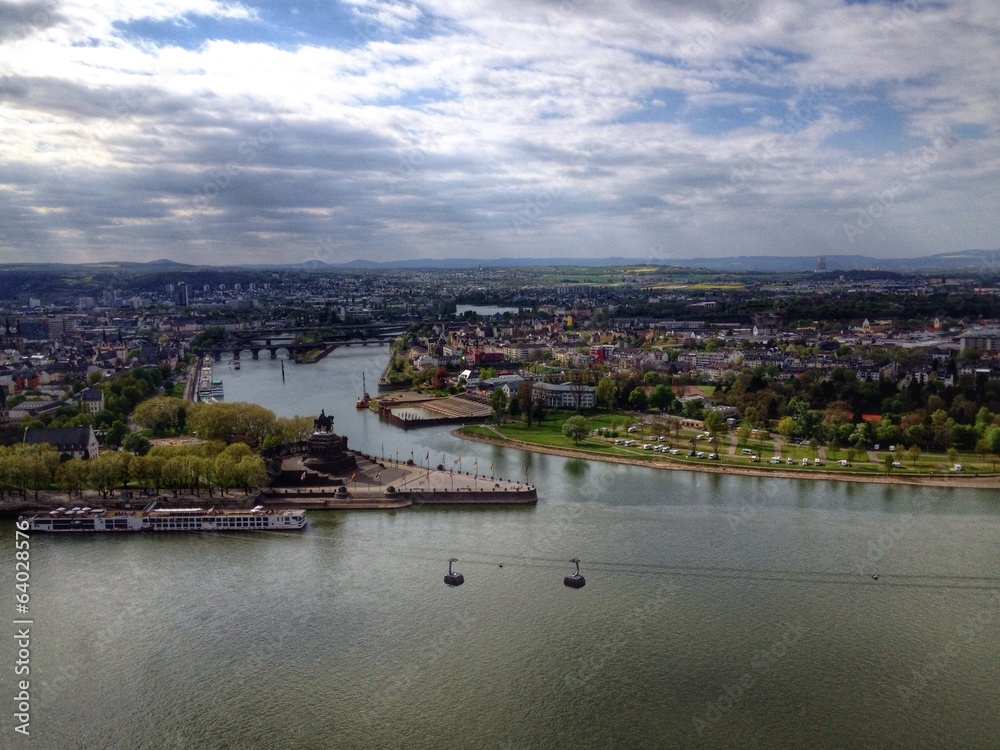 View over rhine river to Koblenz