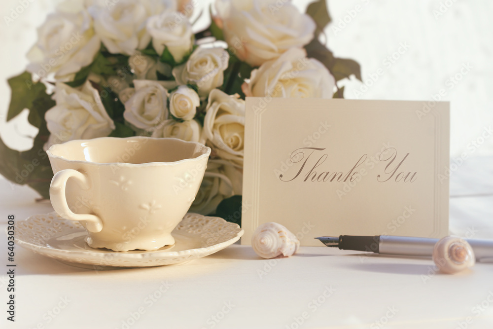 Thank you note with tea cup Thank you note with tea cup