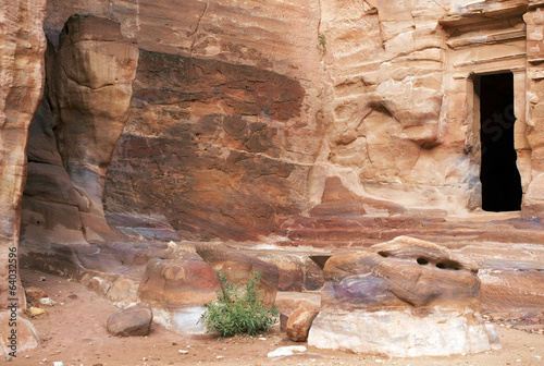 remains of nabatean city Petra in Jordan